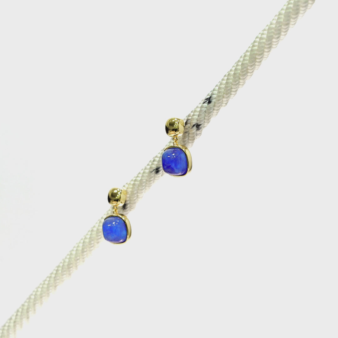 Sapphire Colored Beryl Earring in Brass