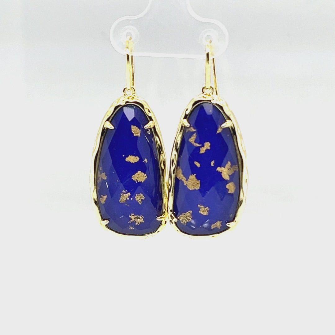 35.96 Cts Lapis Lazuli Dangle Earring in Brass