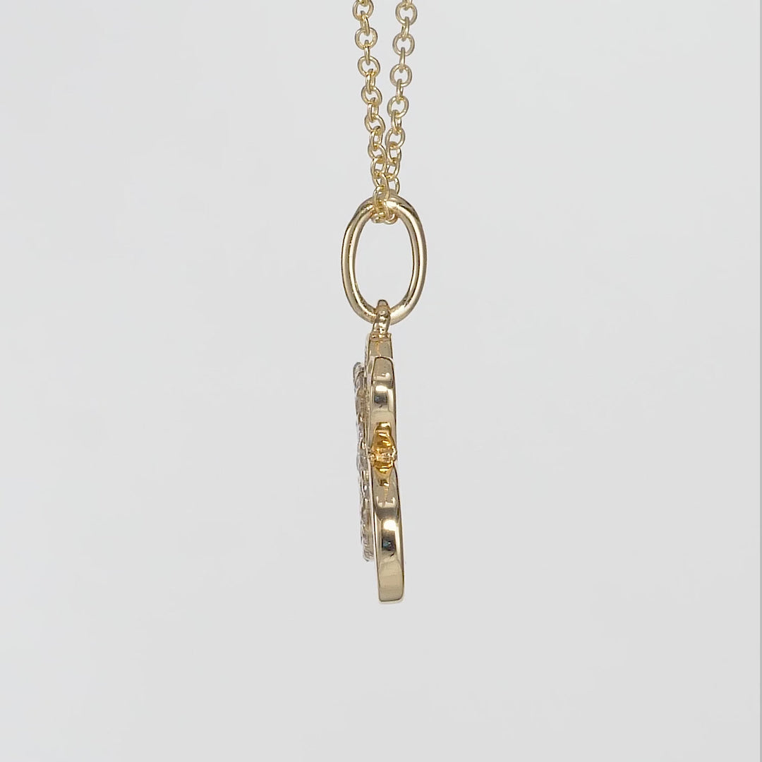 0.18 Cts White Diamond Pendant in 14K Yellow Gold