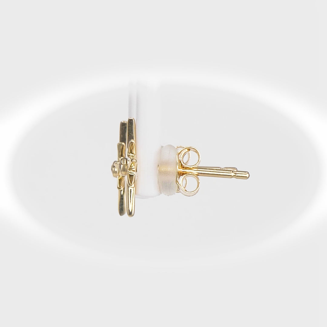 0.01 Cts White Diamond STAR Earring in 14K Yellow Gold