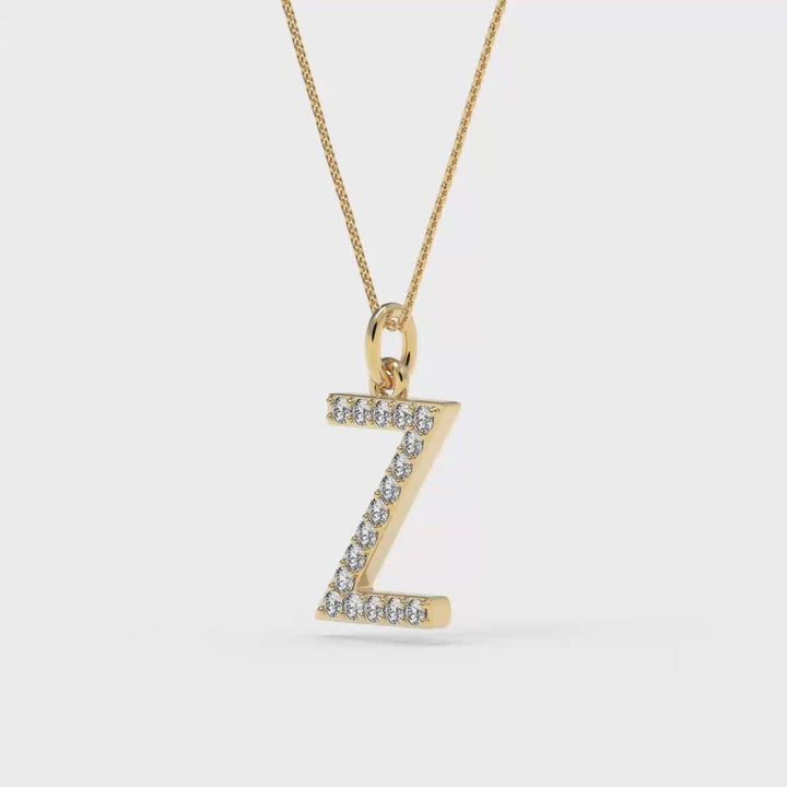 0.08 Cts White Diamond Letter "Z" Pendant W/0 Chain in 14K Gold