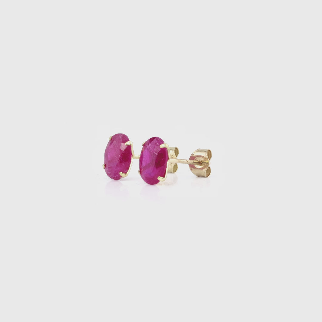 3.01 Cts Ruby Stud Earring in 10K Yellow Gold