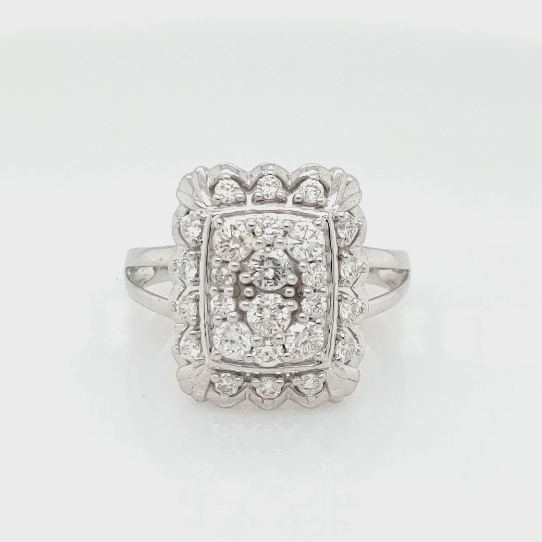 0.95 Cts White Diamond Ring in 14K White Gold