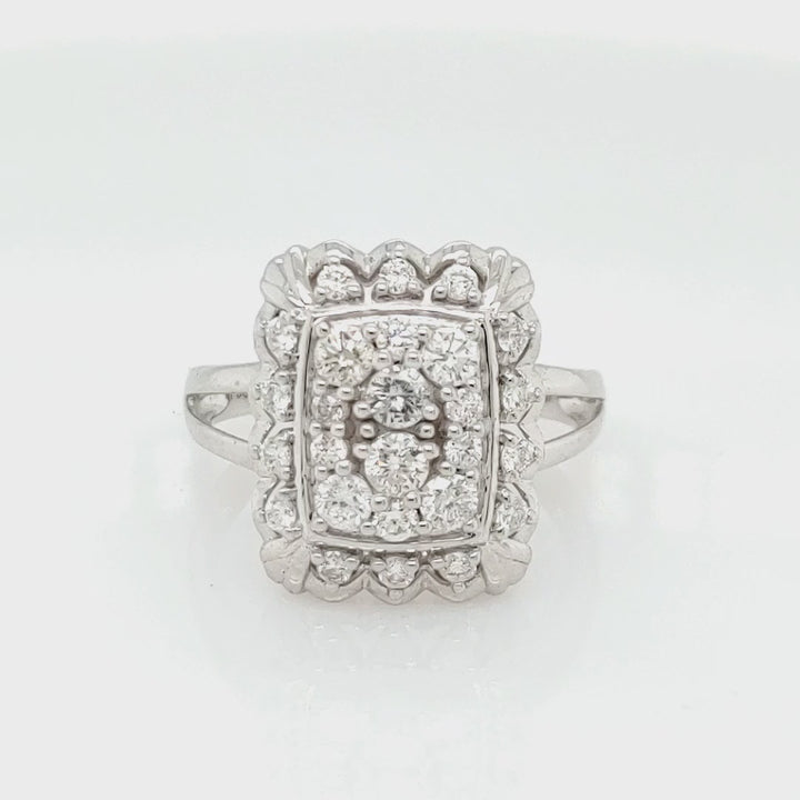 0.95 Cts White Diamond Ring in 14K White Gold