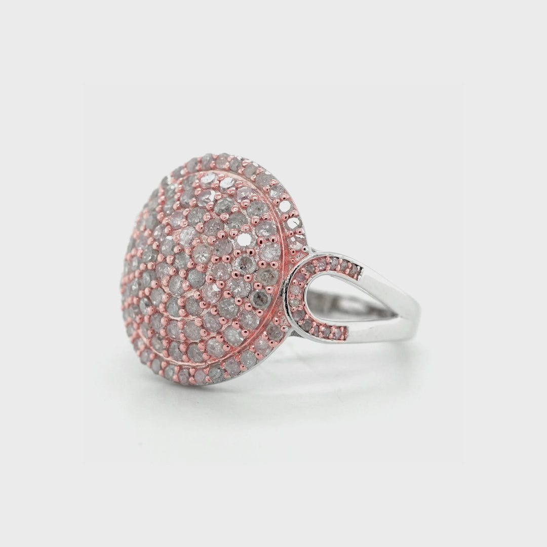 1.25 Cts Pink Diamond Ring in 925 Two Tone