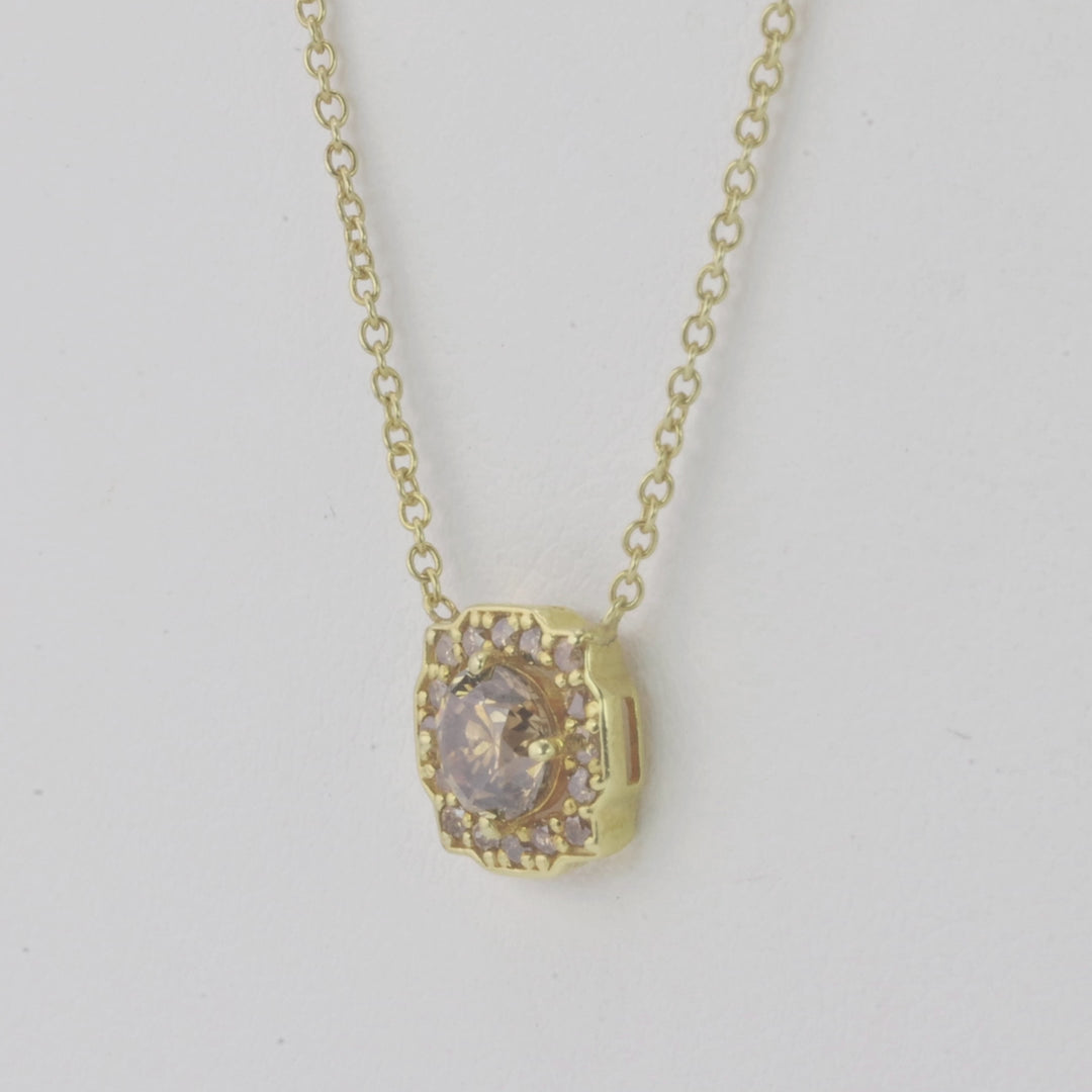 0.64 Cts Brown Diamond Pendant in 14K Yellow Gold