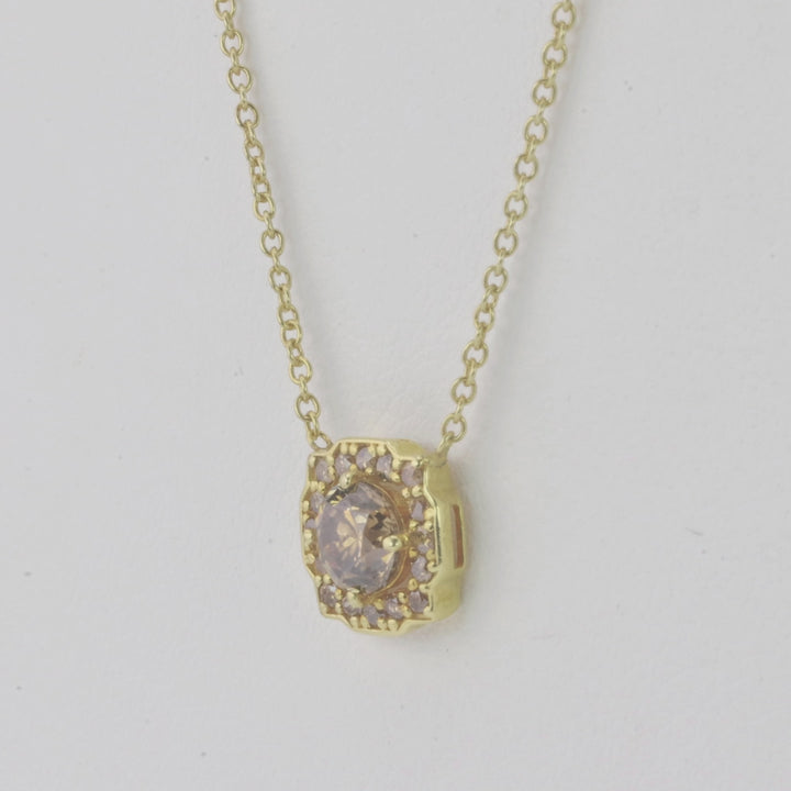 0.64 Cts Brown Diamond Pendant in 14K Yellow Gold