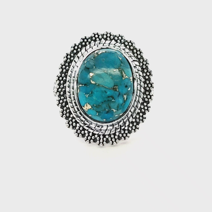 7.65 Cts Turquoise Ring in 925