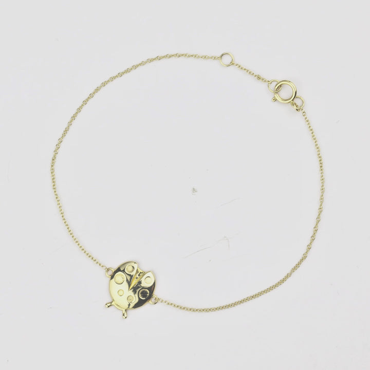 Lady Bug Charm Bracelet in 14K Yellow Gold