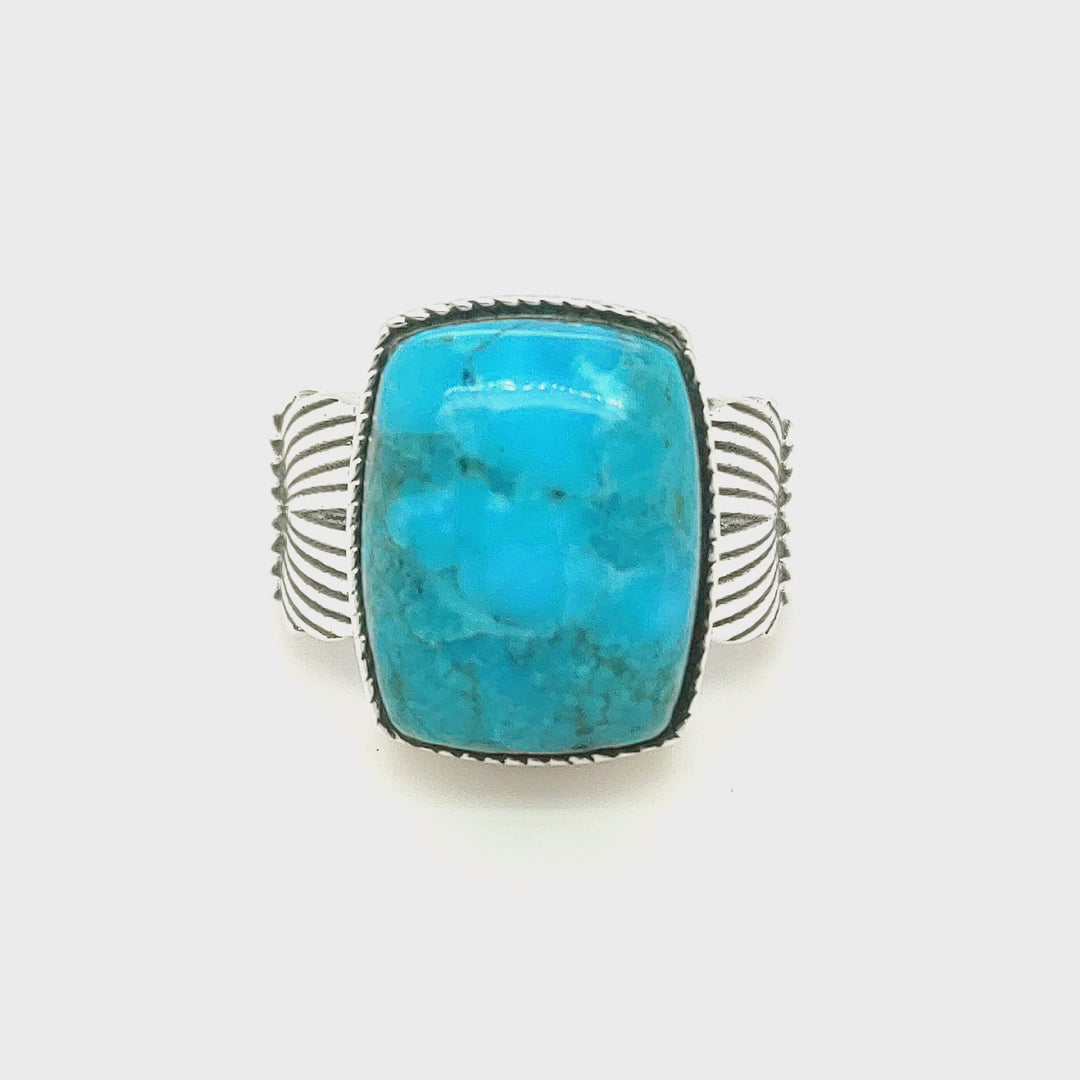 9.6 Ctw Turquoise Ring in 925