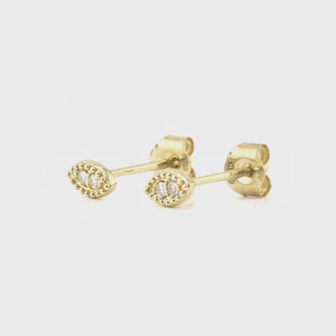 0.03 Cts White Diamond Earring in 14K Yellow Gold