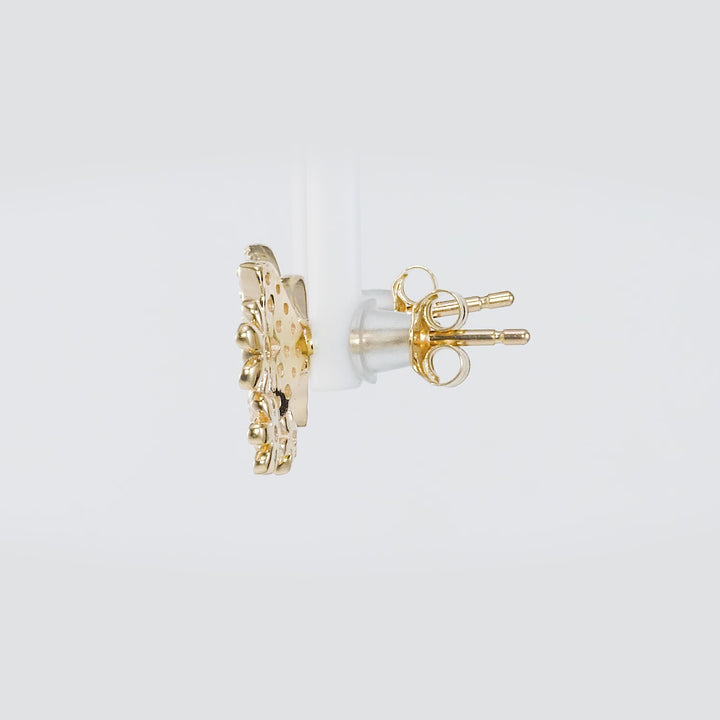 0.31 Cts White Diamond BUTTERFLY AND FLOWERS Earring in 14K Yellow Gold