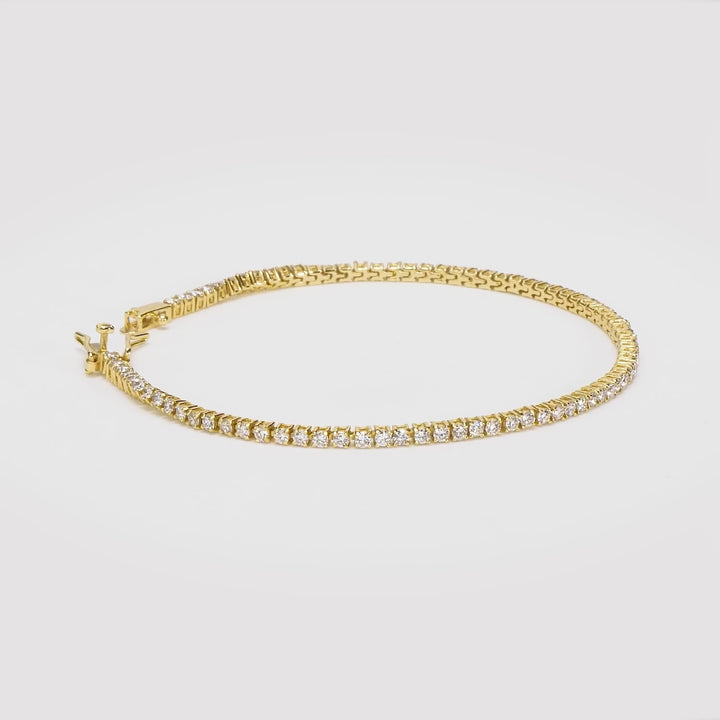 2.27 Cts Lab Grown Diamond Tennis Bracelet in 925 Yellow Gold Plated