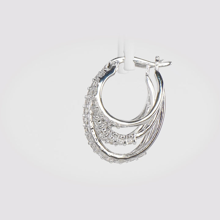 1.45 Cts Lab Grown Diamond Hoop Earring in 925 Platinum Plated