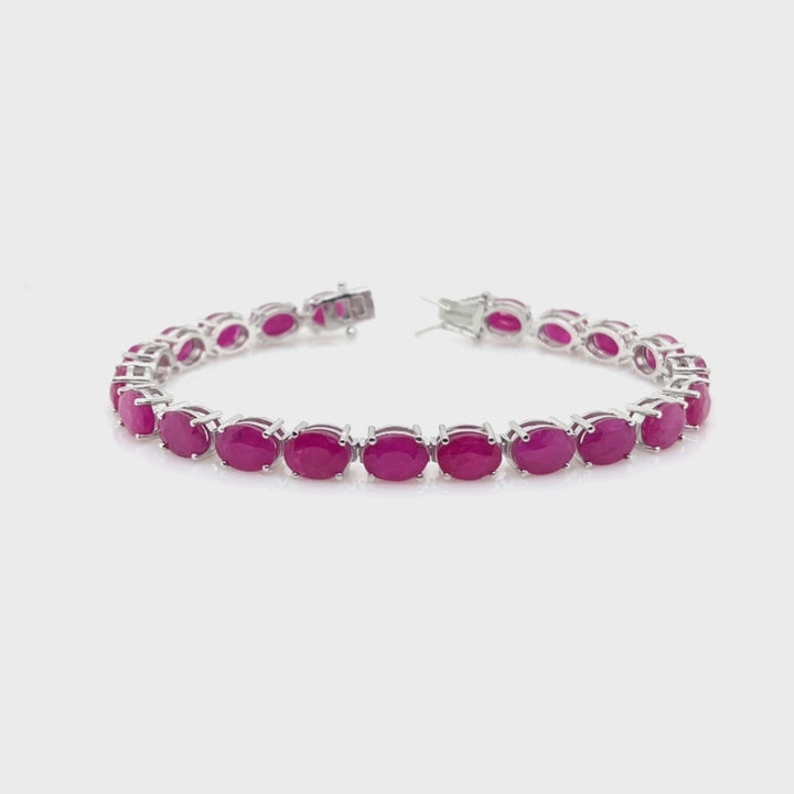 38.42 Cts Ruby Tennis Bracelet in 925 Sterling Silver