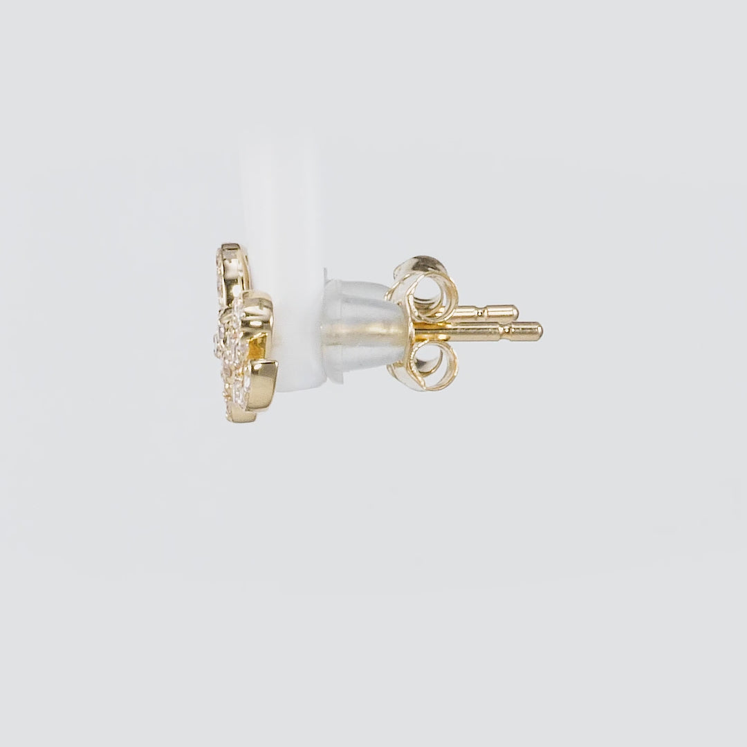 0.19 Cts White Diamond LO VE Earring in 14K Yellow Gold