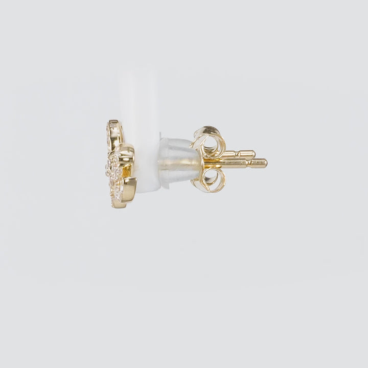 0.19 Cts White Diamond LO VE Earring in 14K Yellow Gold