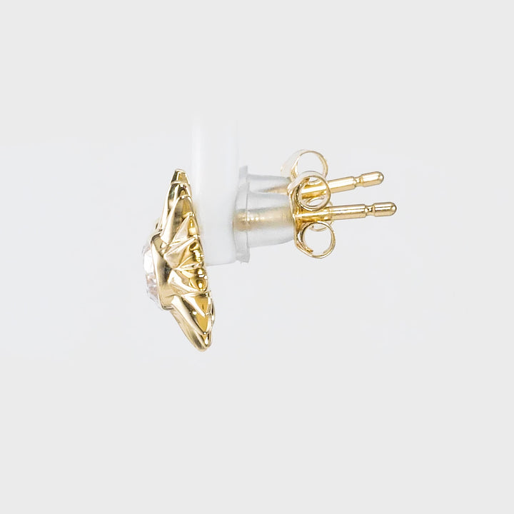 0.36 Cts White Diamond SUN Earring in 14K Yellow Gold