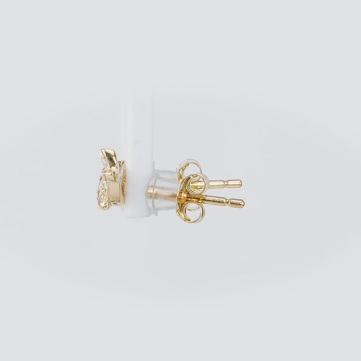 0.12 Cts White Diamond WHALE Earring in 14K Yellow Gold