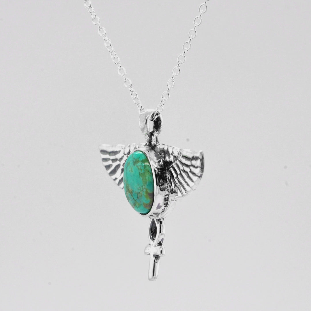 2.50 Cts Turquoise Egyption Ankh Pendant in 925