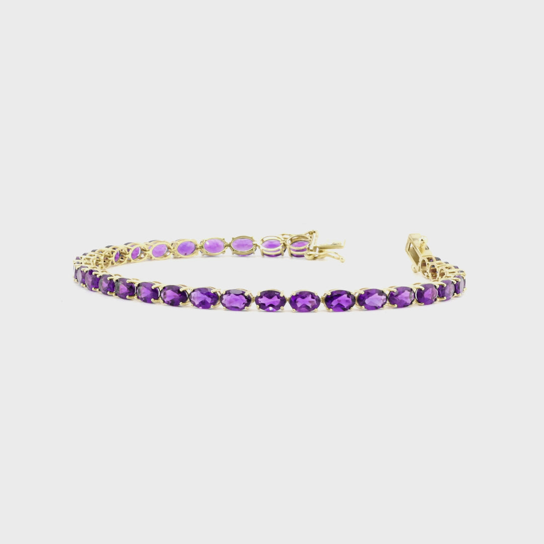 13.52 Cts Amethyst Tennis Bracelet in 14K Yellow Gold