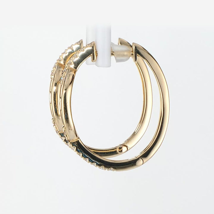 0.21 Cts White Diamond Hoop Earring in 14K Yellow Gold