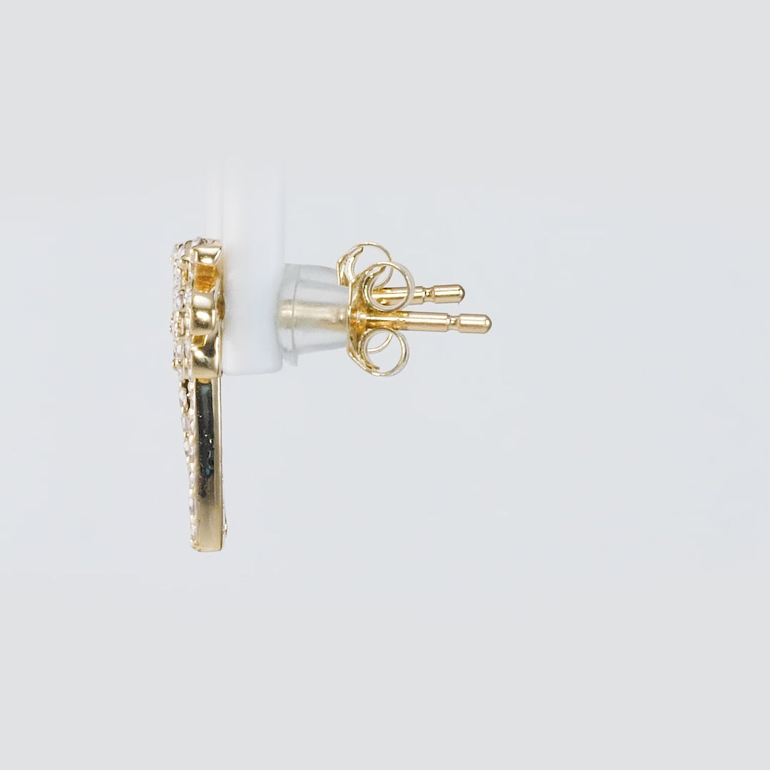 0.23 Cts White Diamond PALMTREE Earring in 14K Yellow Gold