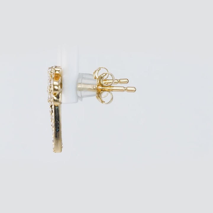 0.23 Cts White Diamond PALMTREE Earring in 14K Yellow Gold