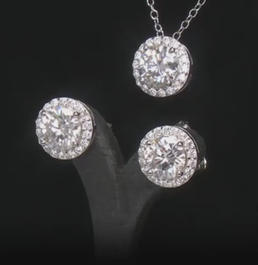 3.60 DEW Moissanite Earring and Pendant Set in 925 Platinum Plated