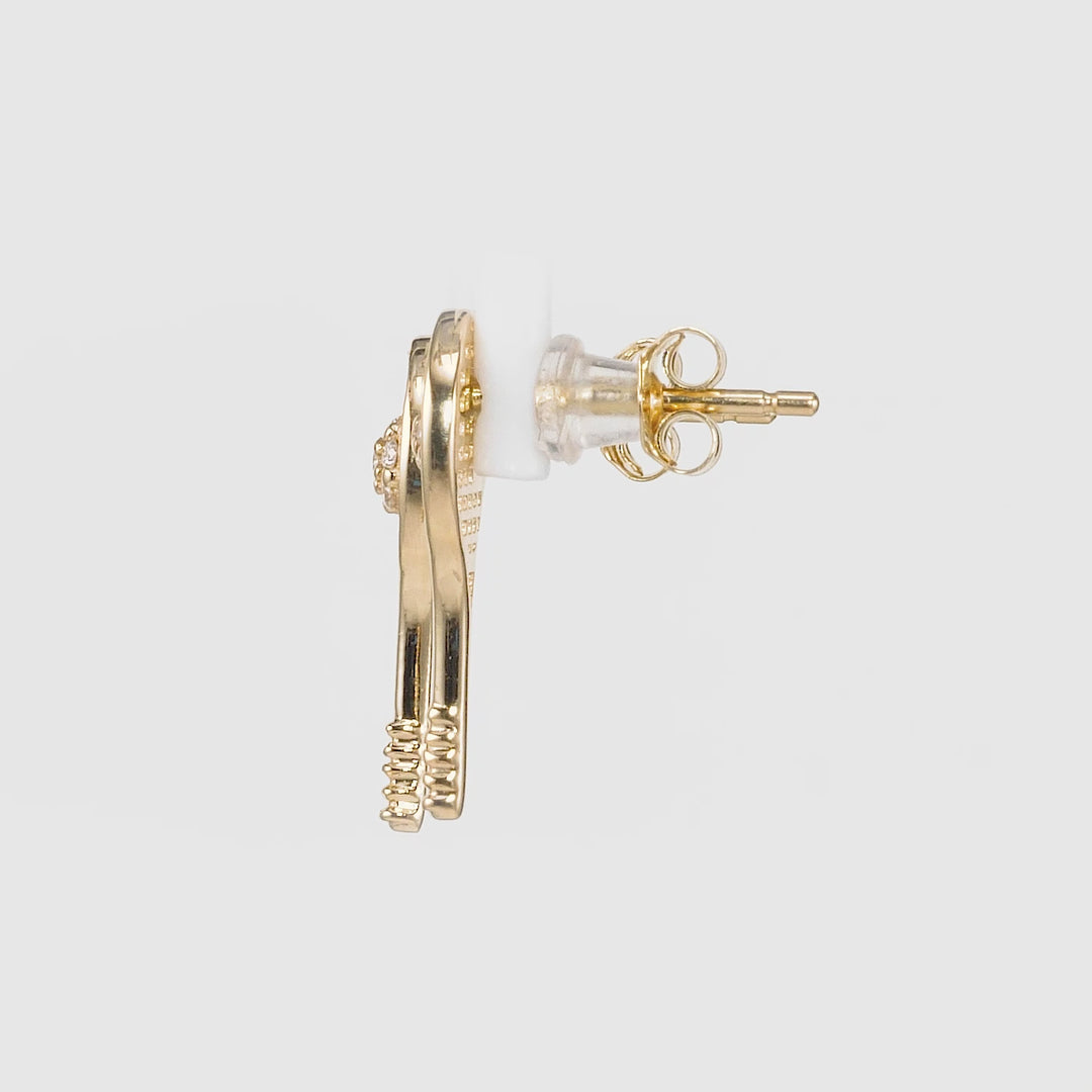 0.06 Cts White Diamond TENNIS Earring in 14K Yellow Gold