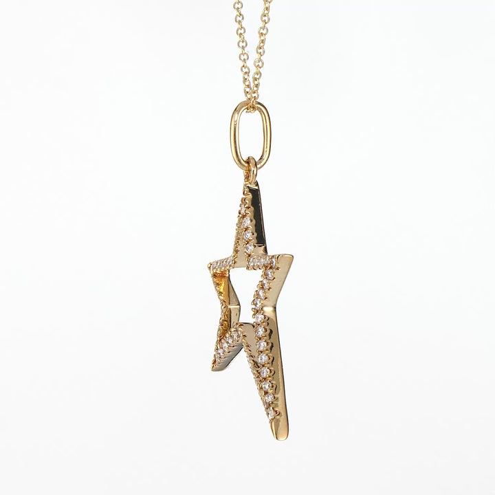 0.27 Cts White Diamond Star Pendant in 14K Yellow Gold