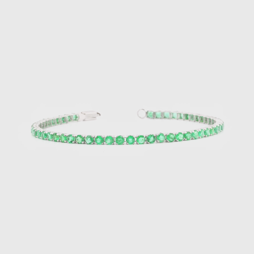 4.90 Cts Emerald Bracelet in 14K White Gold