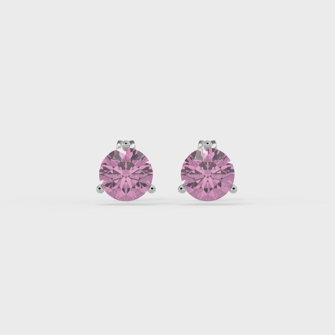 1.00 DEW Pink Moissanite Earring in 14K White Gold