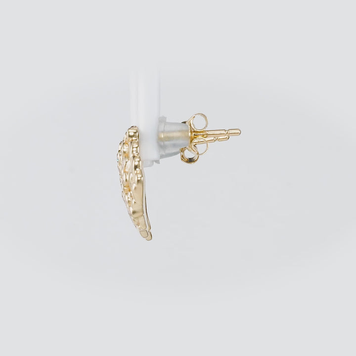 0.15 Cts White Diamond SEASHELL Earring in 14K Yellow Gold