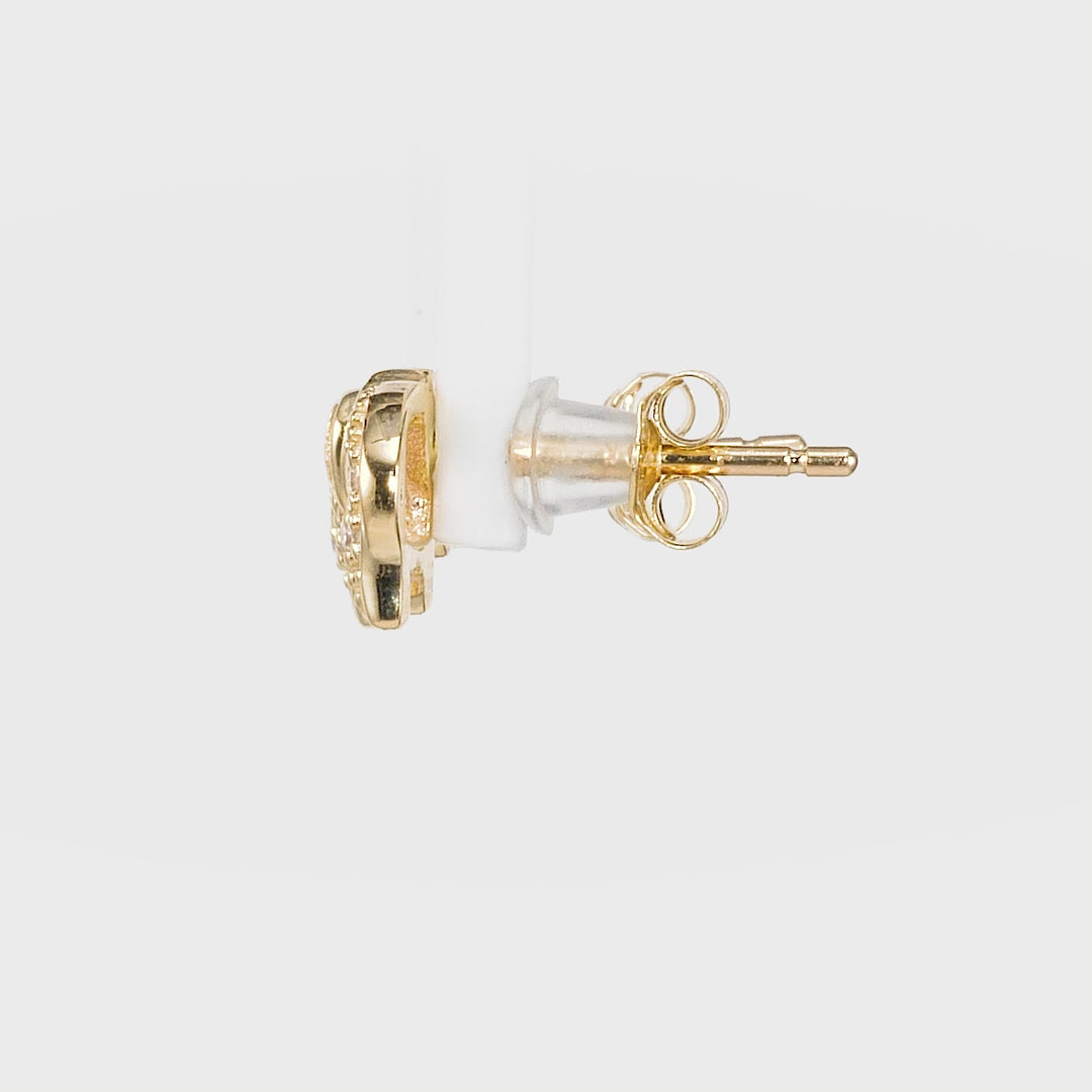 0.09 Cts White Diamond ELEPHANT Earring in 14K Yellow Gold