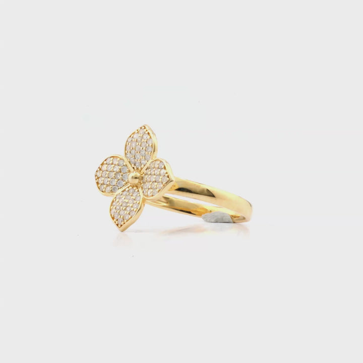0.37 Cts White Diamond Ring in 14K Yellow Gold