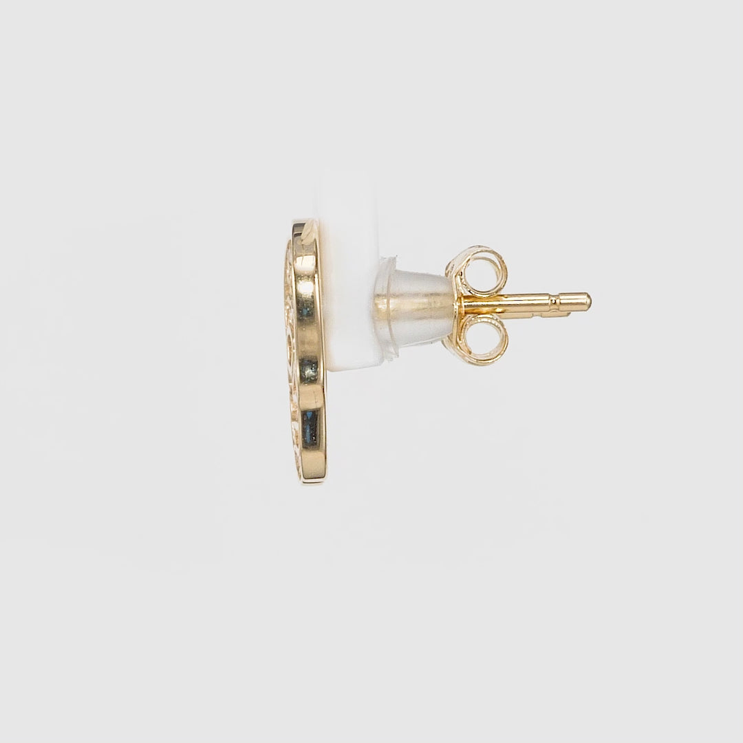 0.31 Cts White Diamond SKULL Earring in 14K Yellow Gold