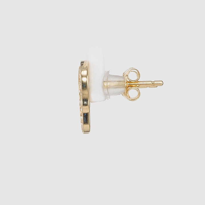 0.31 Cts White Diamond SKULL Earring in 14K Yellow Gold