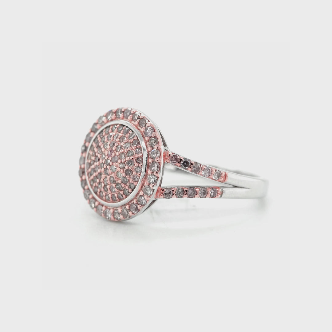 0.69 Cts Pink Diamond Ring in 925 Two Tone