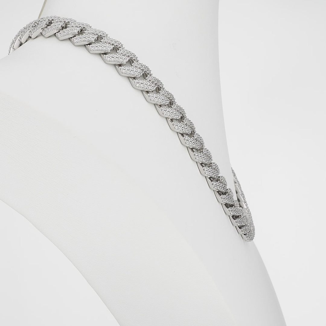 12.34 Cts CZ Bracelet in White Rhodium Plated 925 Sterling Silver
