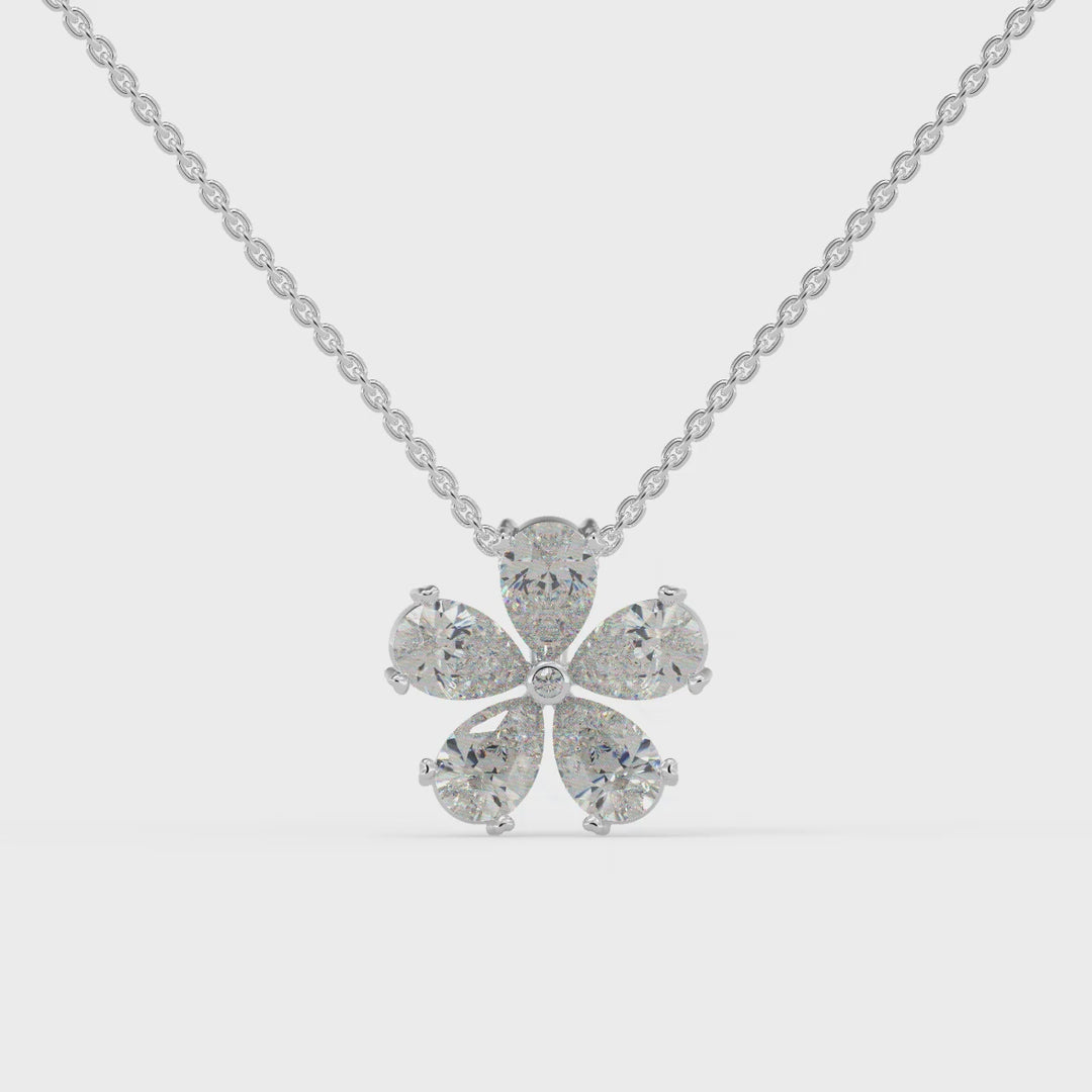 2.50 DEW Pear White Moissanite Pendant in 14K White Gold