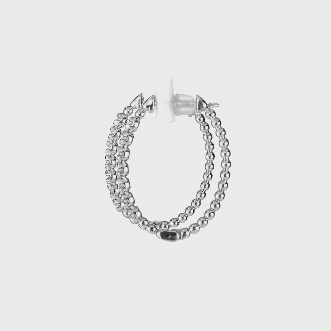 0.15 Cts White Diamond Hoop Earring in 14K White Gold