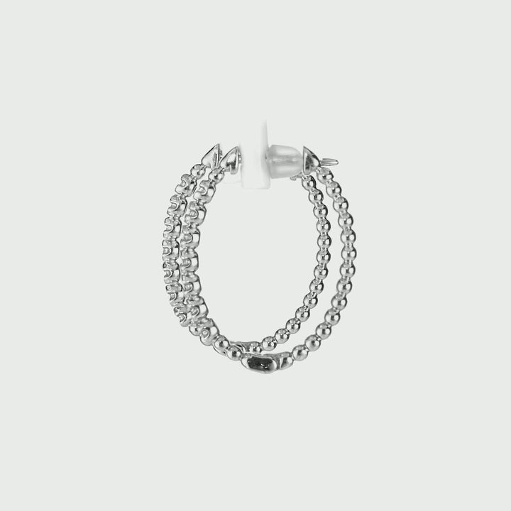 0.15 Cts White Diamond Hoop Earring in 14K White Gold