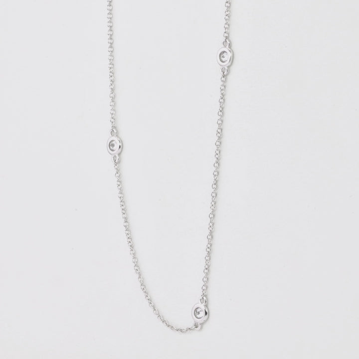 0.46 Cts White Diamond Necklace in 14K White Gold