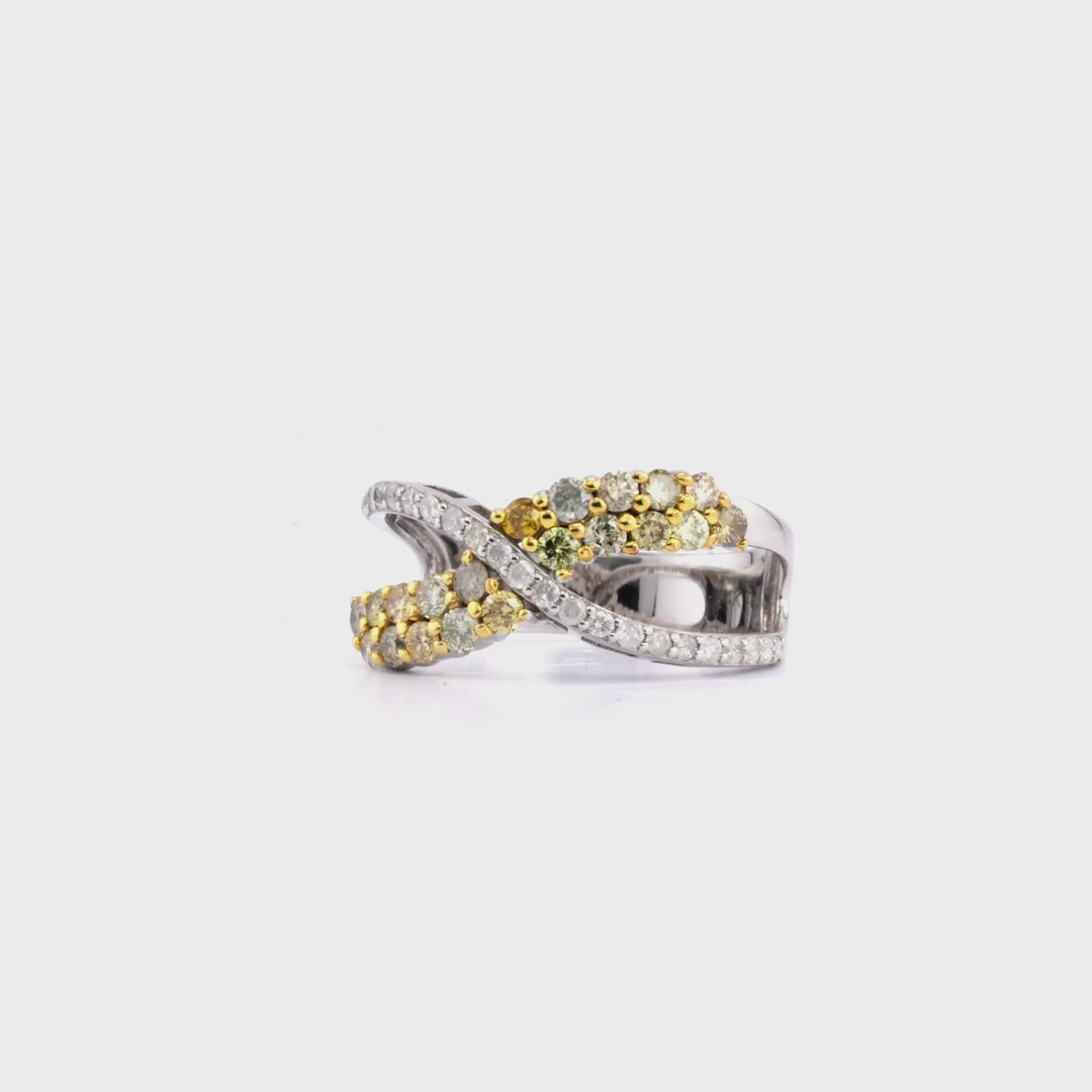0.75 Cts Multi-Color Diamond and White Diamond Ring in 14K Two Tone