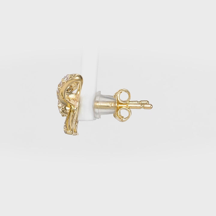 0.24 Cts White Diamond BOW Earring in 14K Yellow Gold