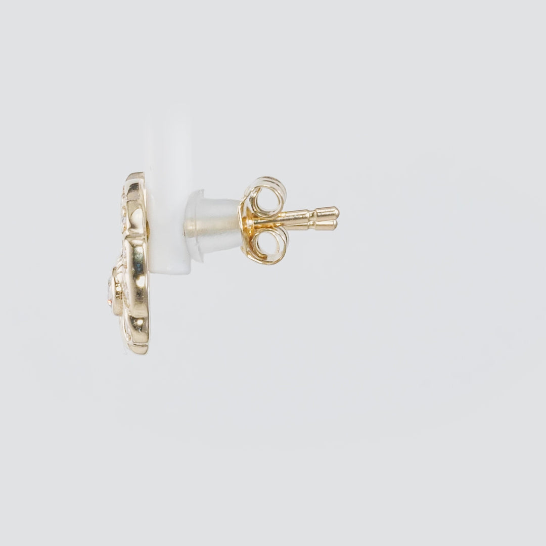 0.21 Cts White Diamond SHELL Earring in 14K Yellow Gold