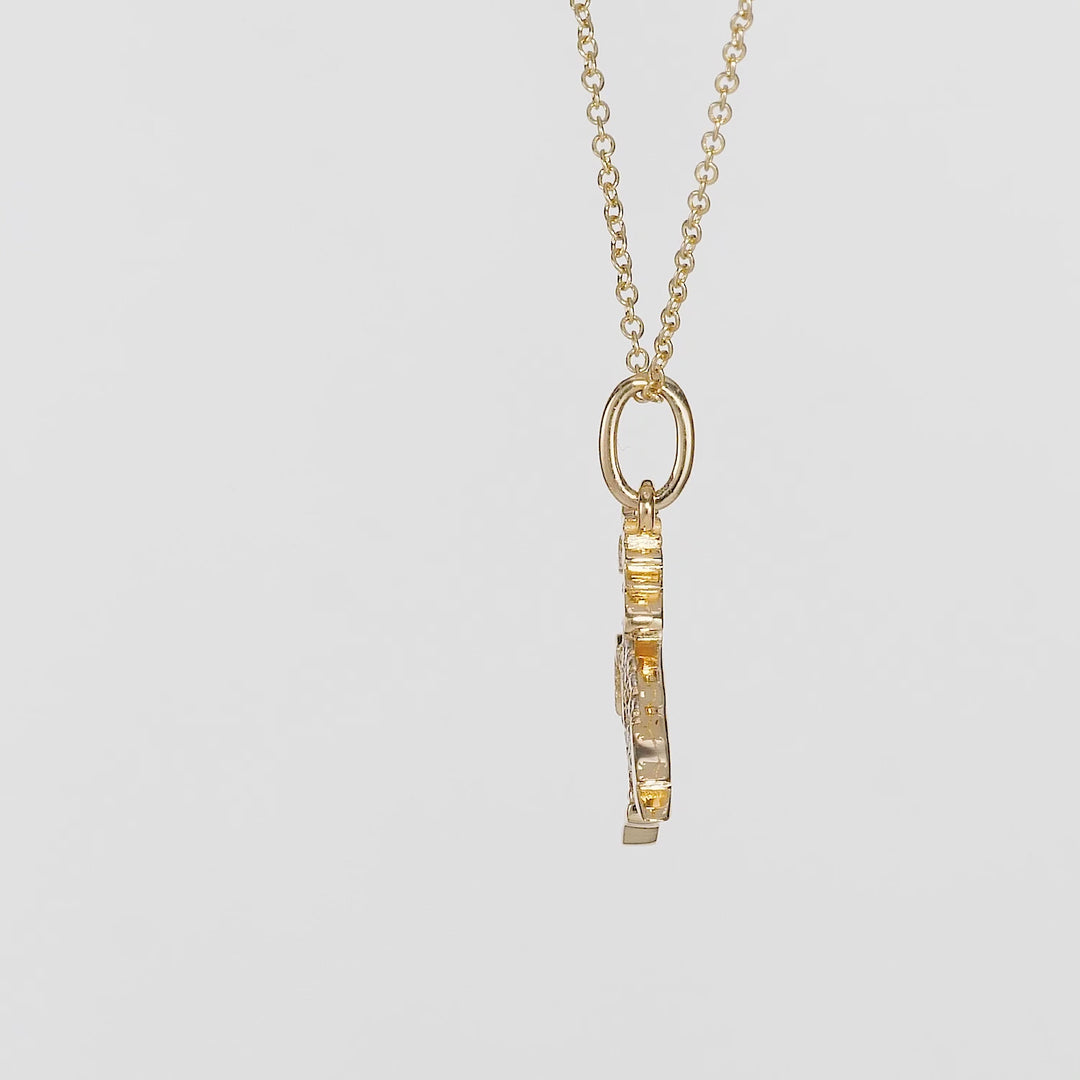 0.13 Cts White Diamond Pendant in 14K Yellow Gold