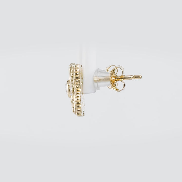 0.41 Cts White Diamond FLOWER Earring in 14K Yellow Gold