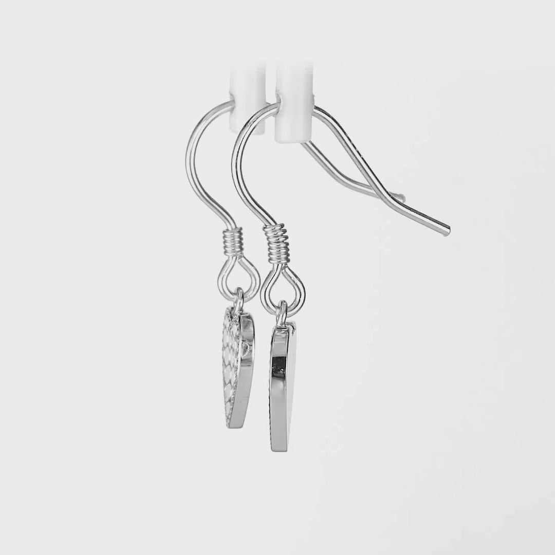 White Rhodium Plated Heart Earring in 925 Sterling Silver